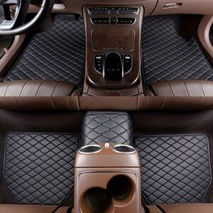Black Quilted Car Floor Mats -